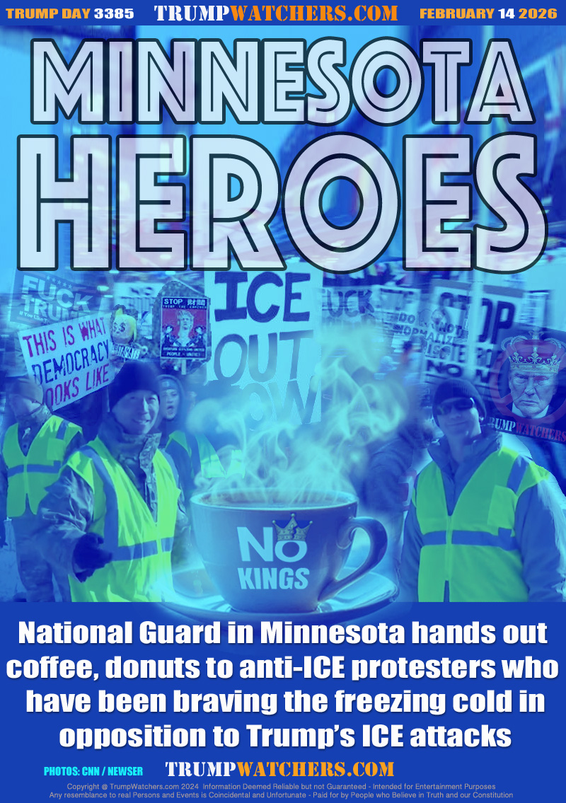National Guard in Minnesota hands out 
coffee, donuts to anti-ICE protesters who 
have been braving the freezing cold in
opposition to Trump’s ICE attacks